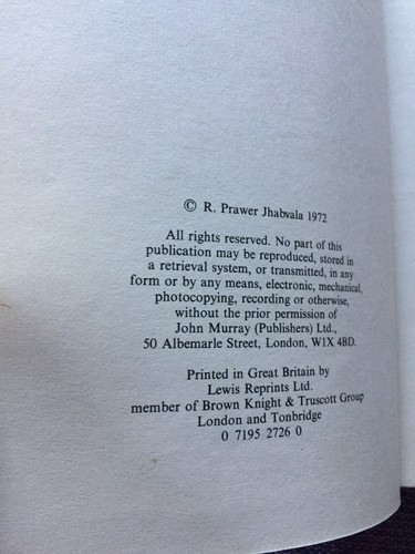 Ruth Jhabvala, A New Dominion, John Murray, 1972. Price-clipped DJ. - Bild 4 von 4