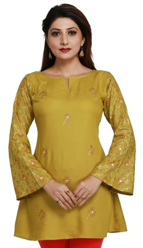 Women Ethnic Ethnic Short Kurti Tunic Green Cotton Kurta Shirt Dress EASHITA17B - Picture 2 of 8