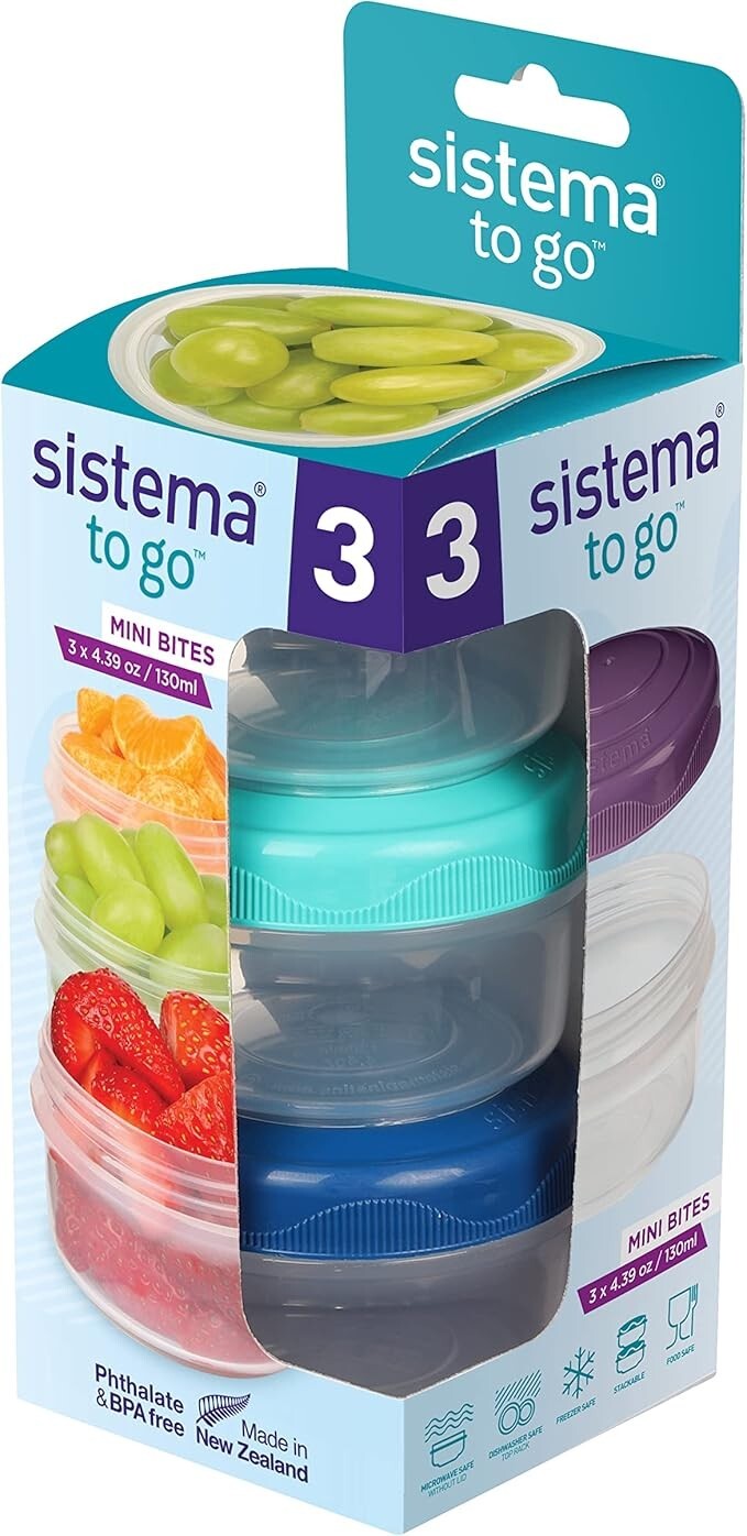 Sistema TO GO Mini Bites Snack Pots 130ml Stackable Food Containers 3 Count - Image 5