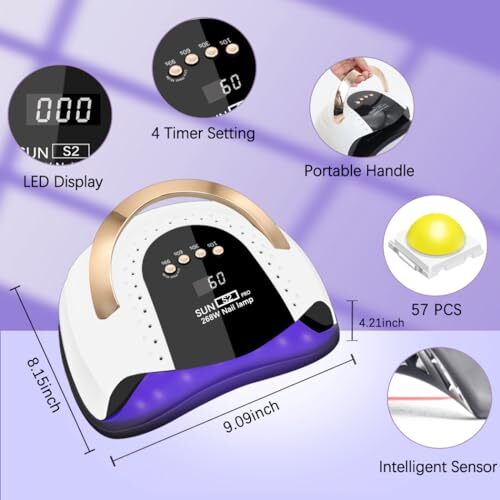 268W UV LED Nail Lamp, LKE Nail Dryer for Gel Polish, 4 Timers UV Nail