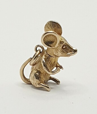Vintage 9ct Yellow Gold Moving Head Mouse Rat Hallmarked