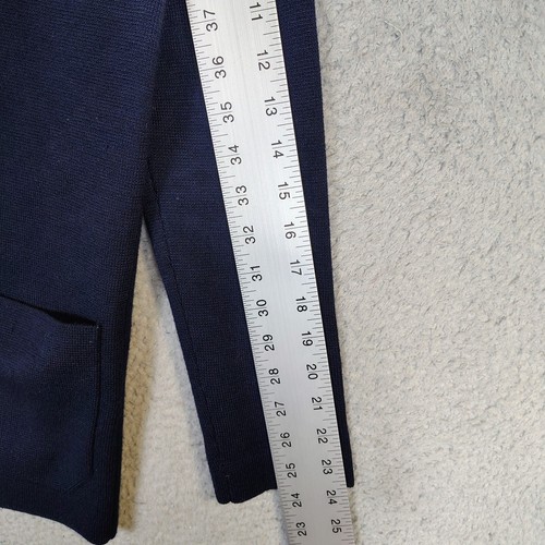 Lauren Ralph Lauren Blazer Women P Petite Navy 100% Merino Wool Knit Crest Retro - Picture 9 of 11