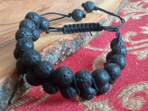 Pulsera de corazón salvaje de piedra de lava doble alambre de macramé de cuen... - Imagen 7 de 14