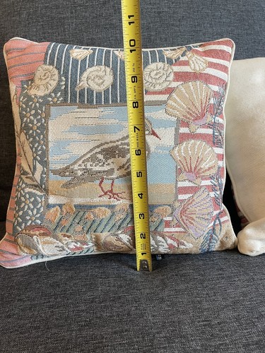 Seagull Bird Beach Seashell Multicolor Set of 2 Decorative Pillow by Dakotah - Picture 7 of 8