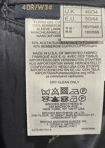 Brooks Brothers Sport Jacket Navy 40R Saxxon Regent 1818 USA Made Wool Blazer - Picture 12 of 13
