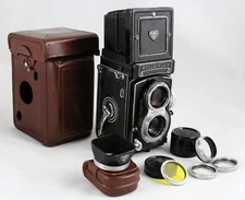 Rollei Rolleiflex T vintage 6x6 TLR camera, lens Zeiss Tessar 3.5/75mm & extra's