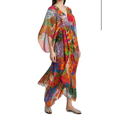 green palm maxi dress Mint Velvet Green Palm Print Maxi Beach Dress | Size XL | Green | Short Sleeve