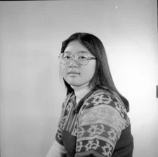 Vintage Negative B&W Med Format 1970's Yearbook Photo Teen Girl Glasses #346