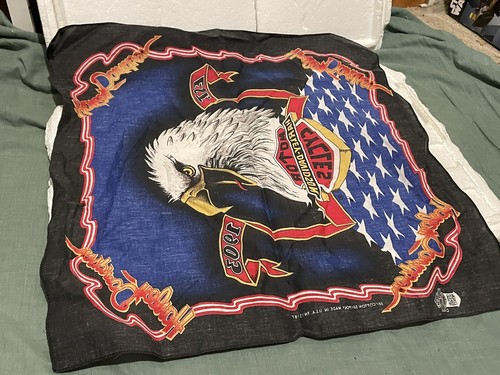 Harley Davidson Scarf Bandana VINTAGE 1980s American Bald Eagle OFFICIAL VGC - Picture 3 of 6