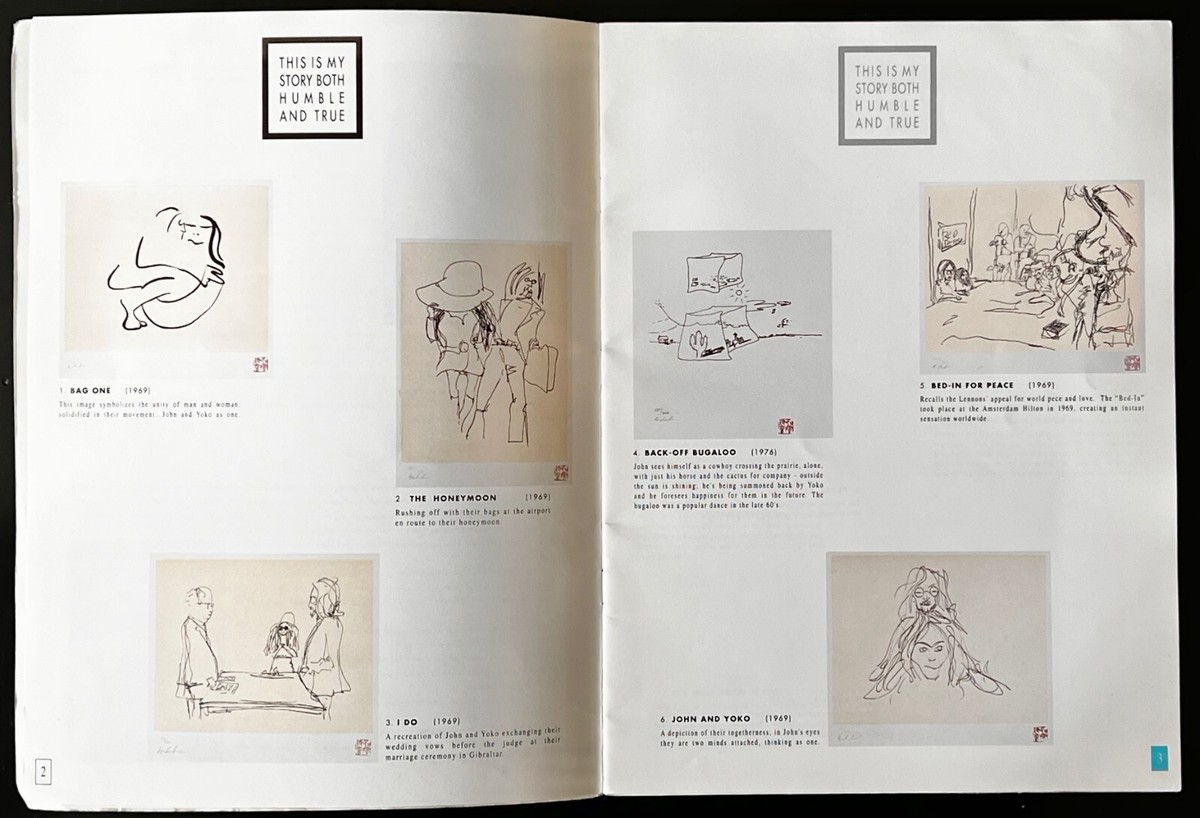 John Lennon Art Work Catalogue from Bag One Arts / 62 Pieces Span