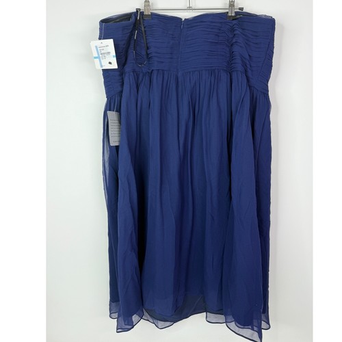 Donna Morgan Dress Women's 20W Strapless Formal Ruched Sweetheart Navy Blue - Picture 3 of 13