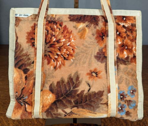 Vintage Jor-Donn Brown Floral Purse Velour Handbag Granny Cottagecore Fashion - Picture 2 of 8