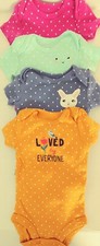 Lot of 4 Carters Newborn Bodysuits Tee Polka Dot Adorable Infants Baby Girl