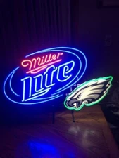 US STOCK Miller Lite Beer Philadelphia Eagles 20"x16" Neon Sign Lamp Light Gift