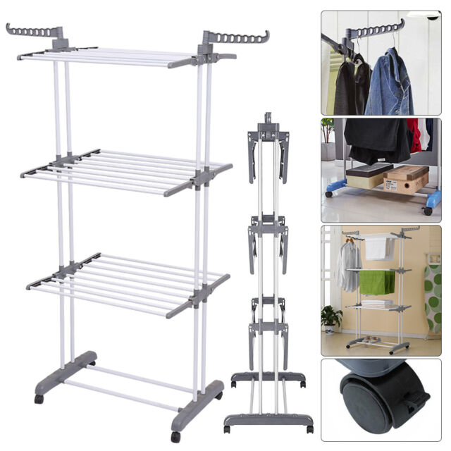 Extra Large Grey 3 Tier Foldable Indoor Outdoor Clothes Airer Laundry Dryer Rack Extra Large Grey 3 Tier Foldable Indoor Outdoor Clothes Airer Laundry Dryer Rack