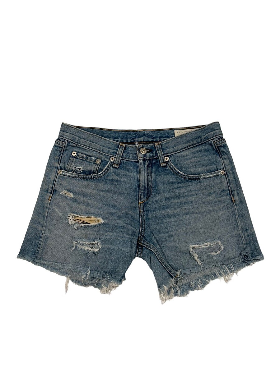 Rag Bone Denim Jean Shorts Blue Cut Off Shorts Distressed Women's
