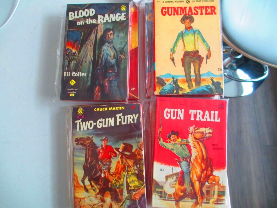 Lot of Vintage Paperbacks Graphic Western Low Numbers Crisp and Clean