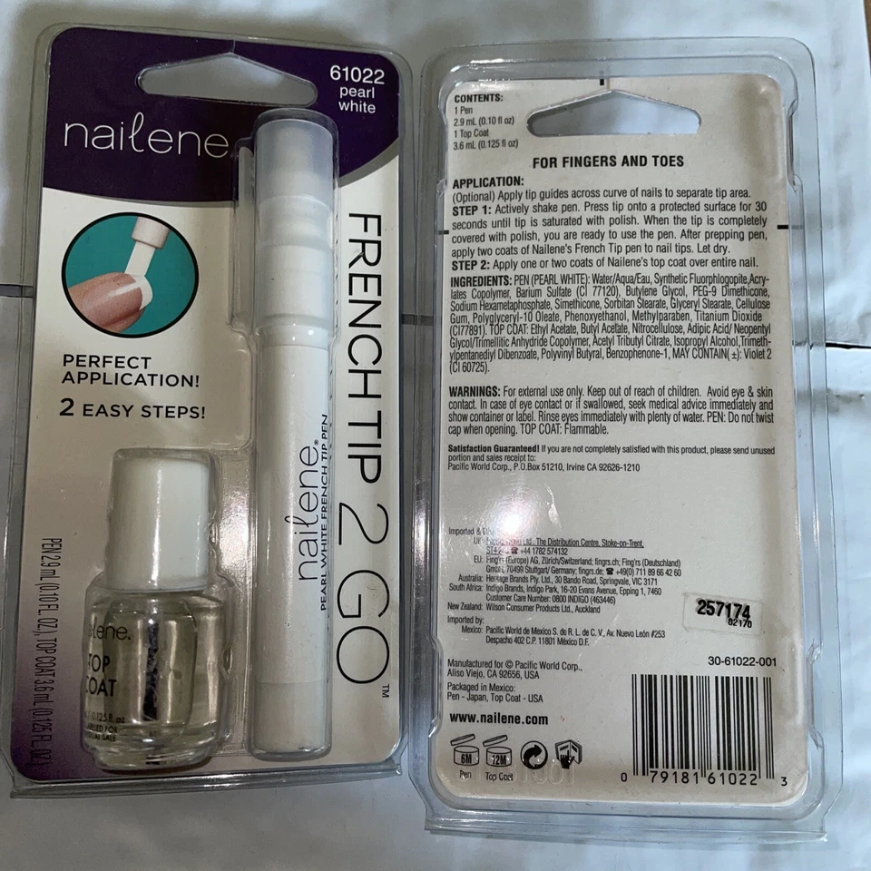 Pack 2 Lote Nailene Francés Punta Para Go Blanco Perla Para Dedos Y Dedos 61022 Foto 2 de 2