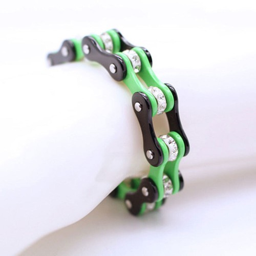 Green Bicycle Motorcycle Chain Bracelets For Men/Women-Stainless Steel Bracelets - Picture 6 of 18