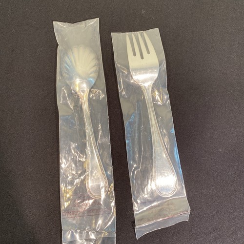 Reed & Barton English Gentry Insalata Forchetta Zucchero Shell Cucchiaio Silverplate Set di 2 - Foto 6 di 7