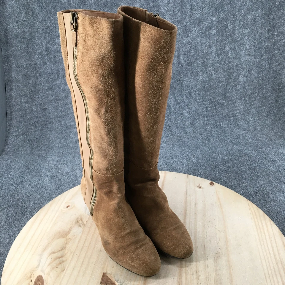 Botines Via Spiga para mujer 10M beige hasta la rodilla cuña cremallera lateral cuero informal Foto 3 de 4