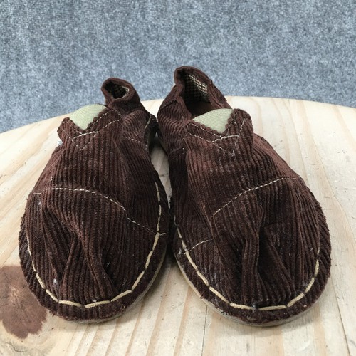 Toms Shoes Mens 8 M Corduroy Slip On Flats Brown Comfort Round Logo Casual - Picture 4 of 13