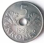 1998 Norway 5 Kroner - High Grade Coin - Free Ship - Bin #999