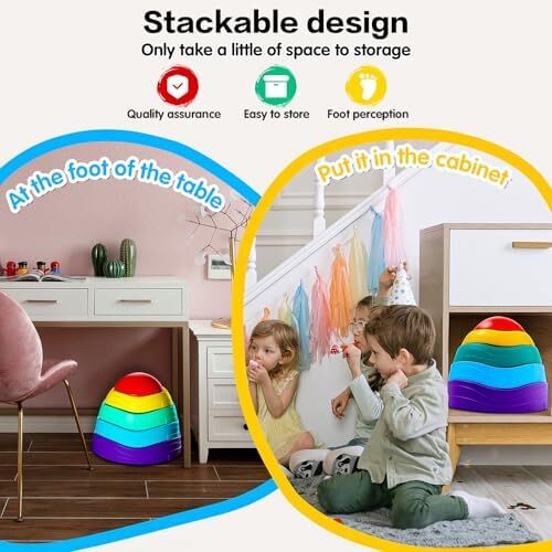 Stepping Stones for kids ,5Pcs Non-Slip Plastic Balance ,Stepping Stones for Tod - Picture 3 of 6