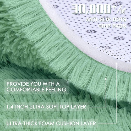 6x9 Machine Washable Soft Fluffy Shaggy Area Rug in Mint Green for Homes - Picture 9 of 9