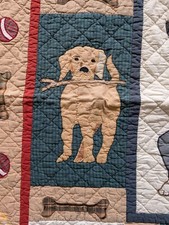 Patch Magic dog quilt applique fido pet lap blanket small throw quilted 48x55