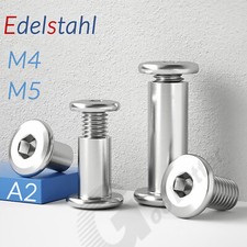 Möbelschrauben M4 M5 Flachkopfschrauben Hülsenmuttern A2 Edelstahl Innensechskan