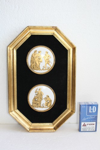 Vintage griechische Göttinnen weiß und gold kleiner Wandbehang von B&S Creations 60er selten - Bild 2 von 5