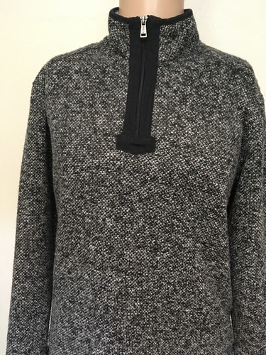 ORVIS SHERPA GEFÜTTERT QUARTER ZIP STRICK PULLOVER SWEATER anthrazit grau LOGO ZIPPER M