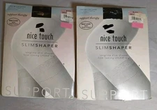 2 Pairs Nice Touch Slim Shaper Support Therapy Pantyhose Size A Black NEW NIP