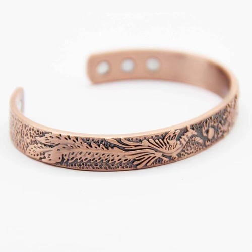 Pure Solid Copper Magnetic Bracelet Arthritis Pain Therapy Cuff Phoenix & Dragon - Picture 4 of 4