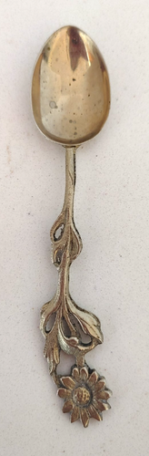 Demitasse Cucchiaio Girasole Mini ?Piatto Argento Patina Calda Bellissimo Disegno Floreale - Foto 5 di 16