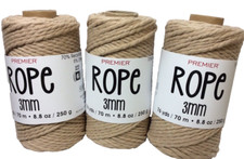 Liquidation Sale.   Premier Yarn Rope 3 Spools 3mm &ldquo;Beige&rdquo; Macrame, Crafts