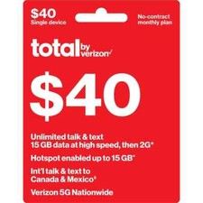 TOTAL WIRELESS Prepaid 40 Refill Top-Up Prepaid Refill ,PIN / RECHARGE