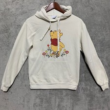 Disney Winnie The Pooh Hooded Embroidered Hoodie Ivory Size SM