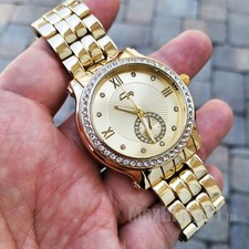 Men Hip Hop Style Iced Bling Gold Plated Rapper's Lab Diamond Metal Bling Watch