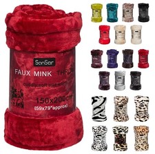 Faux Fur Mink Throw Blanket Bedspread Bed Sofa (Single, Double & King)