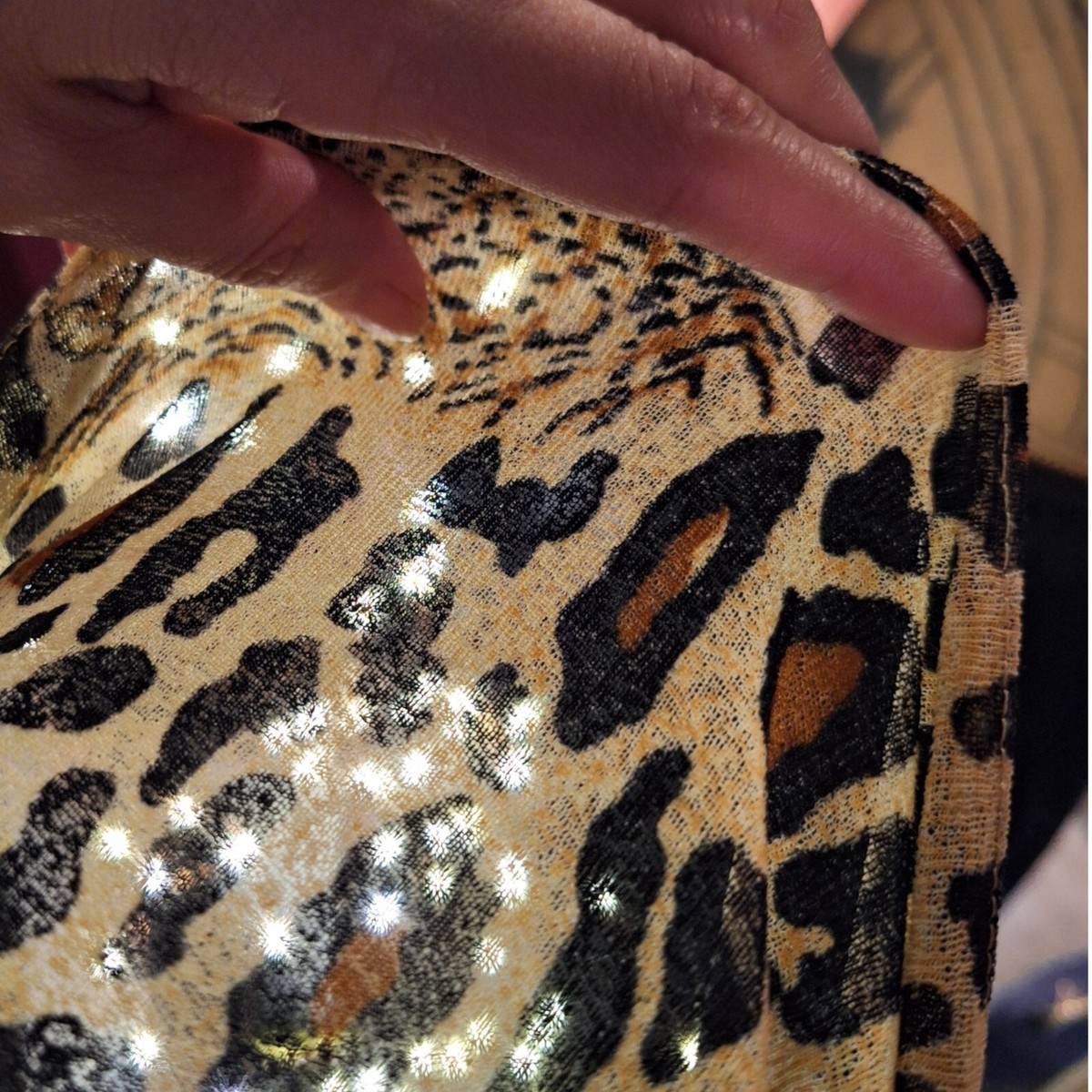 Vintage 90s Y2K Leopard Print Top Womens Small Scene Glam
