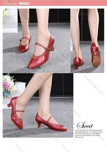 3/5/7cm Donna Donne ragazze Latino Sala Chacha Tango Scarpe da ballo Tacco - Foto 6 di 17