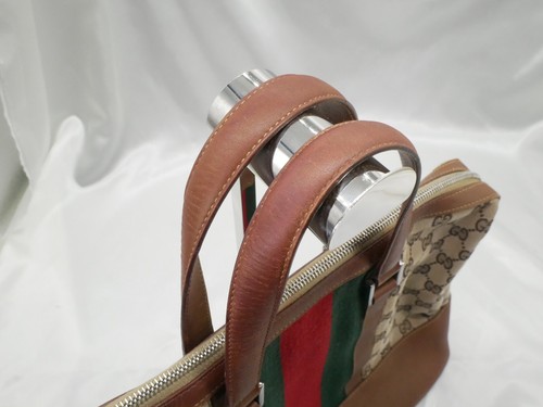 GUCCI gg canvas sherry line tote bag GG pattern limited edition leather #6097P - Picture 12 of 24