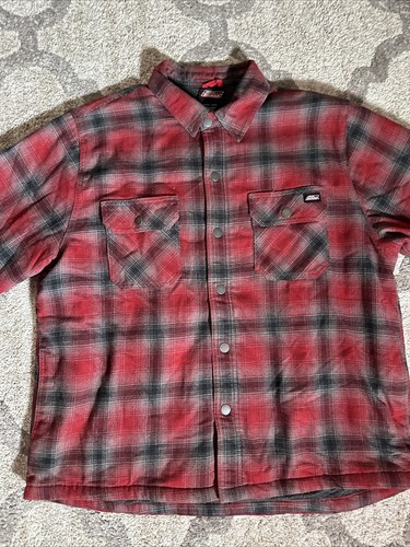 Dickies Jacket Mens XL Hoodie Burgundy Plaid Fleece Lined sherpa workwear Used - Picture 7 of 16