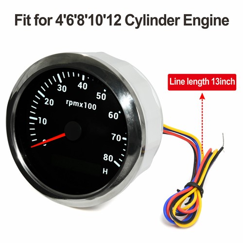 85mm Auto Marine Tachometer Tacho LCD Boat Car Truck RPM Gauge Meter 0-8000RPM - Picture 4 of 12
