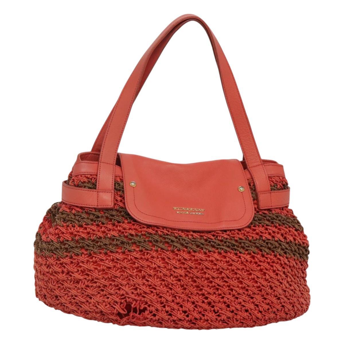 BURBERRY Blue Label Tote Bag Raffia Orange Auth 117747 | eBay