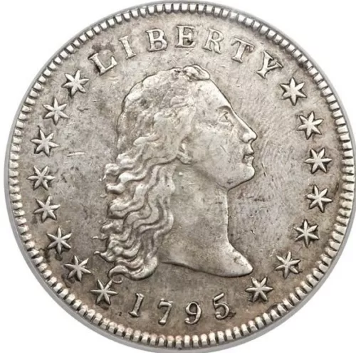 1795 FLOWING HAIR DOLLAR, RARE SILVER PLUG VARIETY, NGC AU DETAIL, BB-18,B-7