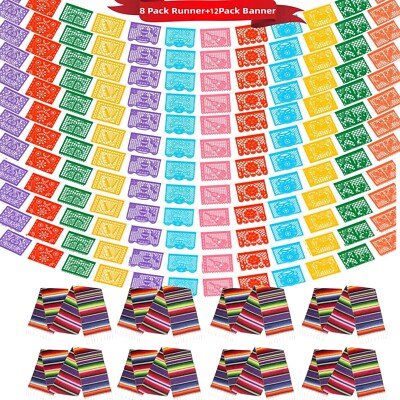 Mexican Serape Table Runner + Banner for Cinco de Mayo Party Fiesta Day of Deat