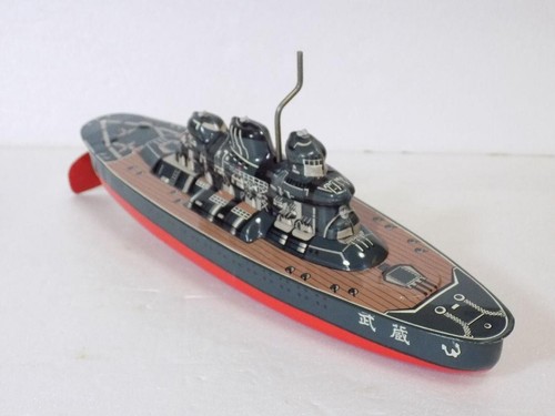 Yonezawa Toys Tin Toy Battleship Musashi Friction W/BOX from Japan Rare - Picture 3 of 19